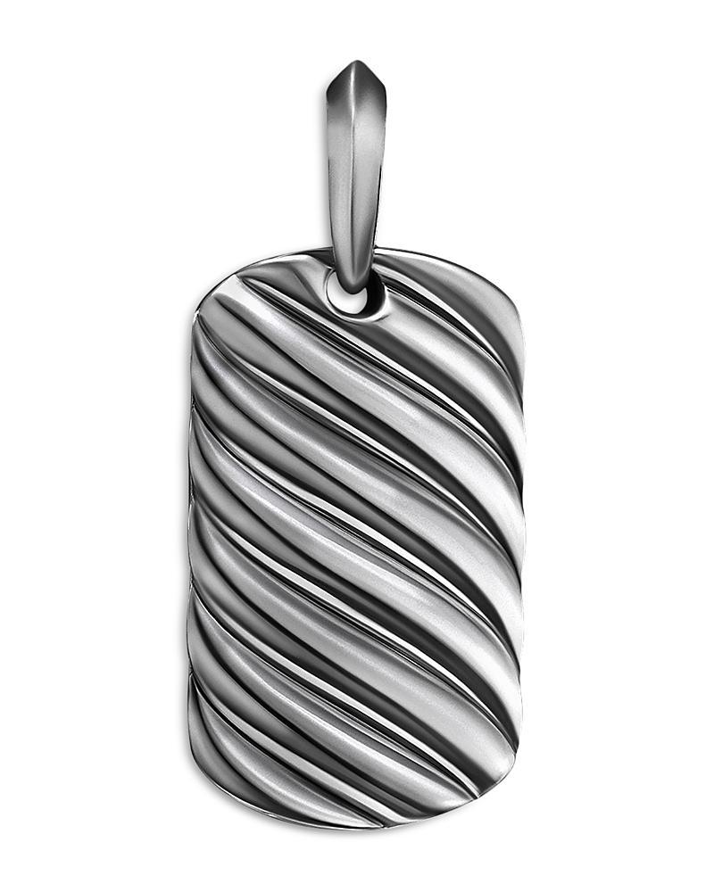 David Yurman Mens Sculpted Cable Tag in Sterling Silver, 35mm Product Image