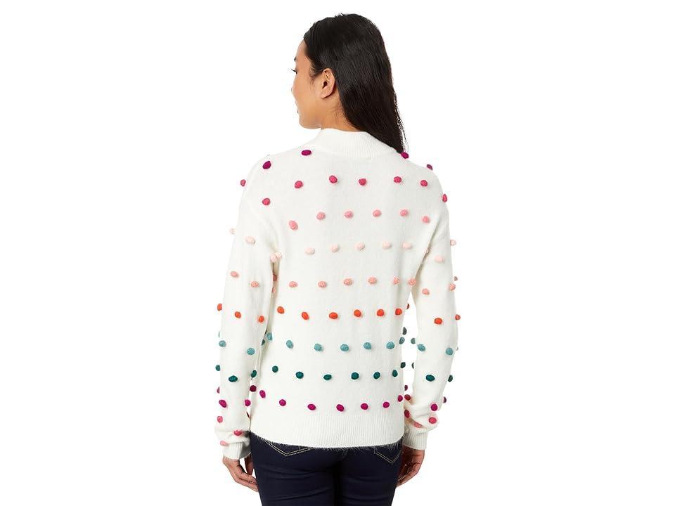CeCe Mock Neck Rainbow Pompom Sweater (Antique ) Women's Sweater Product Image