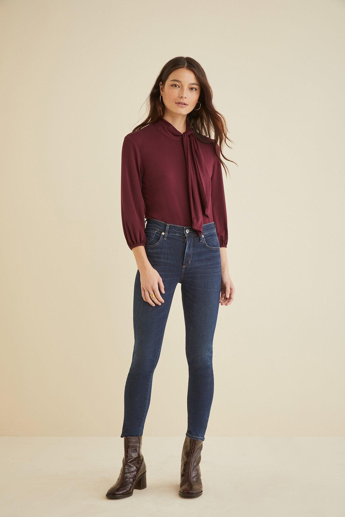 Reeta Tie Neck Top - Plum - ReAmour Product Image