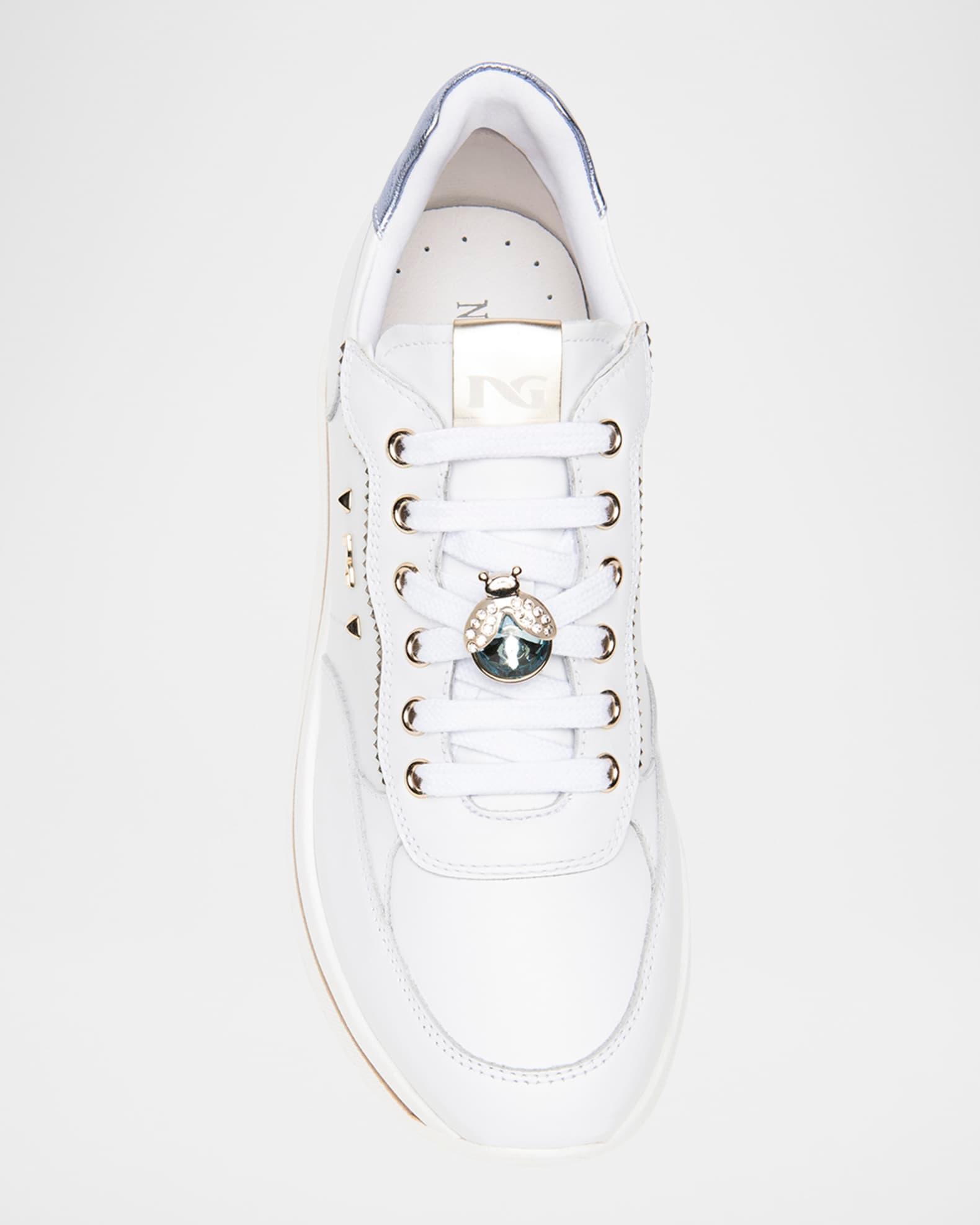 Leather Jeweled Low-Top Sneakers Product Image