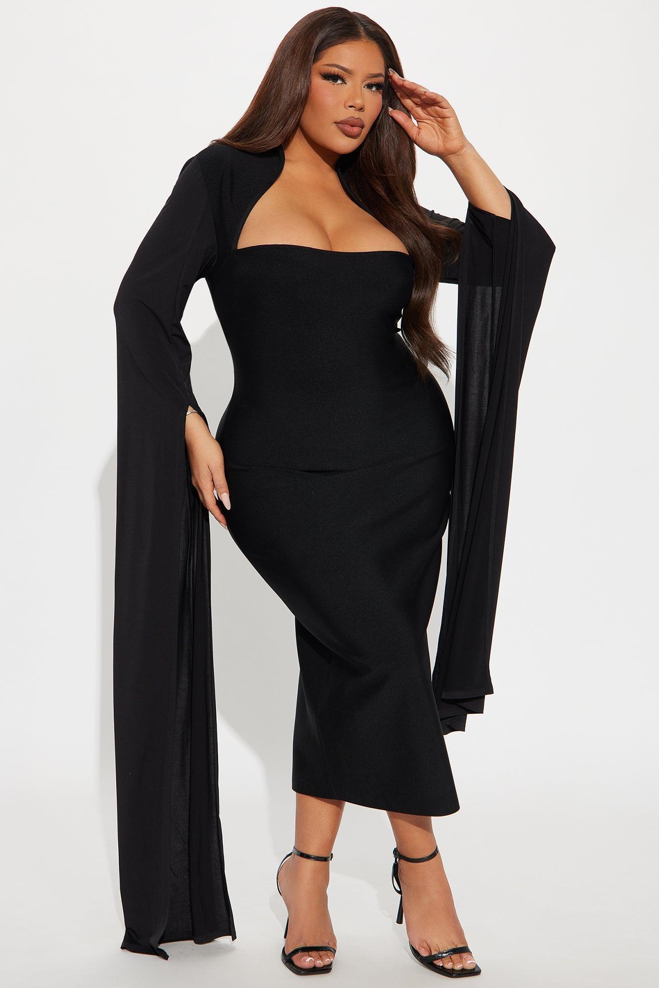 Feeling Regal Bandage Midi Dress - Black Product Image