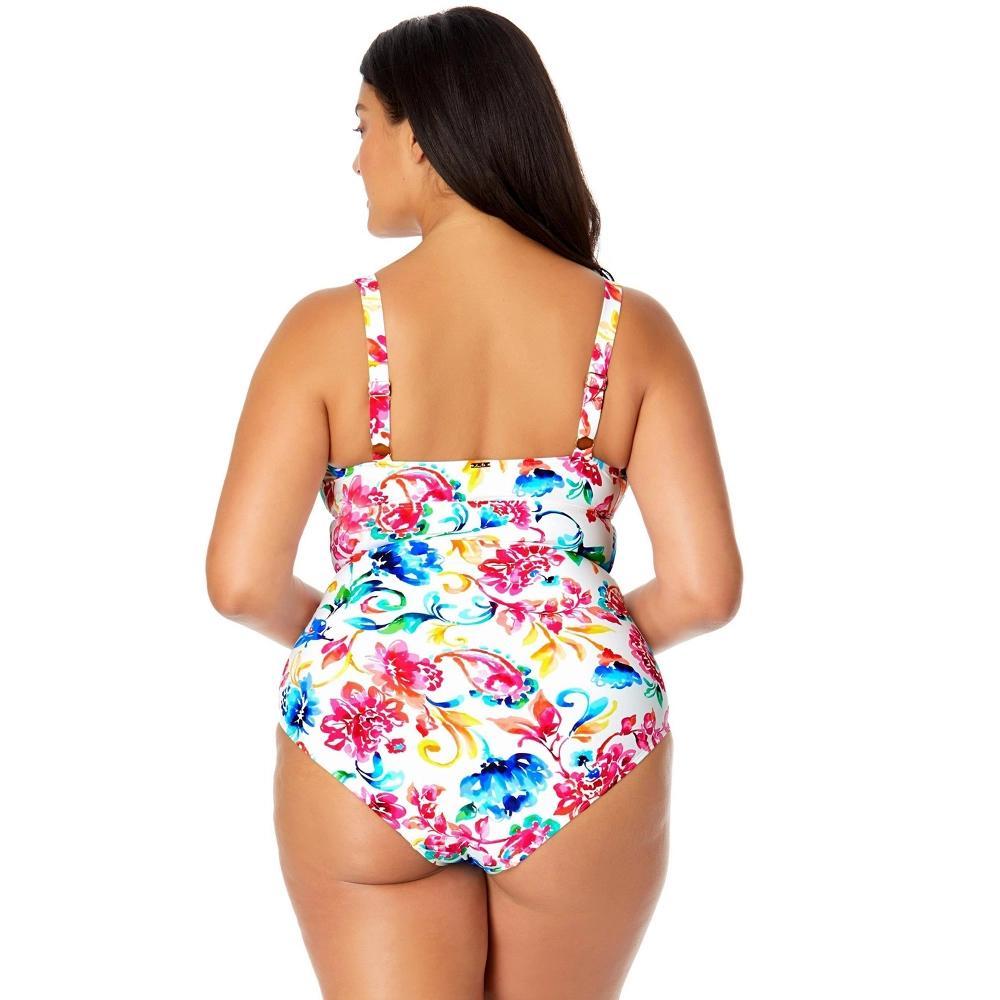 Women's Plus Size Watercolor Paisley V-Wire One Piece Swimsuit Product Image