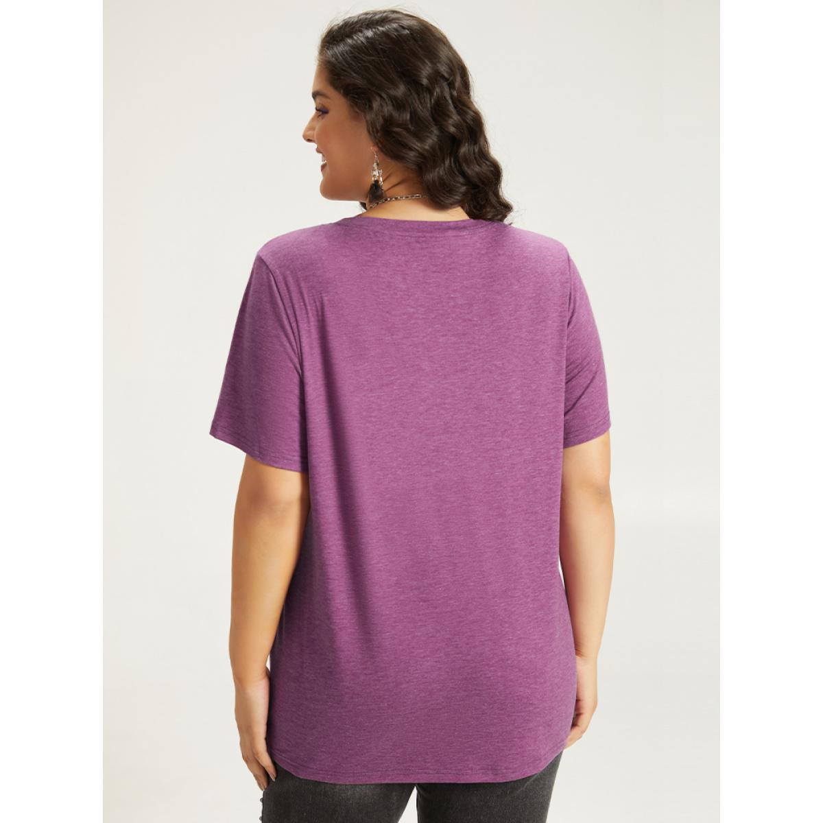 Plus Size Halloween Skull Print Round Neck T-shirt Mauve Women Casual Printed Halloween Festival-Halloween T-shirts BloomChic 28/5X Product Image