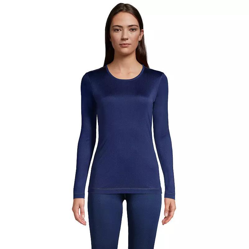 Petite Lands' End Silk Interlock Crewneck Undershirt, Women's, Size: Small Petite, Black Product Image