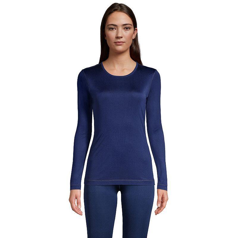 Petite Lands' End Silk Interlock Crewneck Undershirt, Women's, Size: Small Petite, Black Product Image