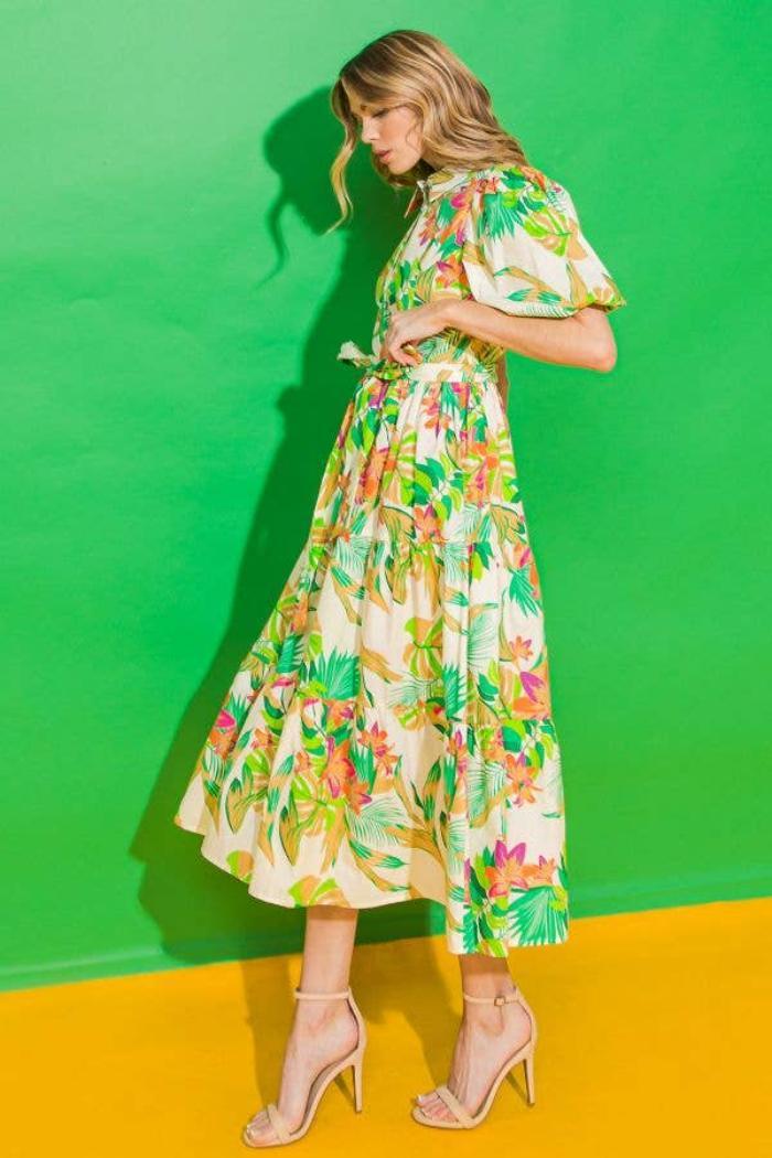 Floral Poplin Midi Shirt Dress Product Image