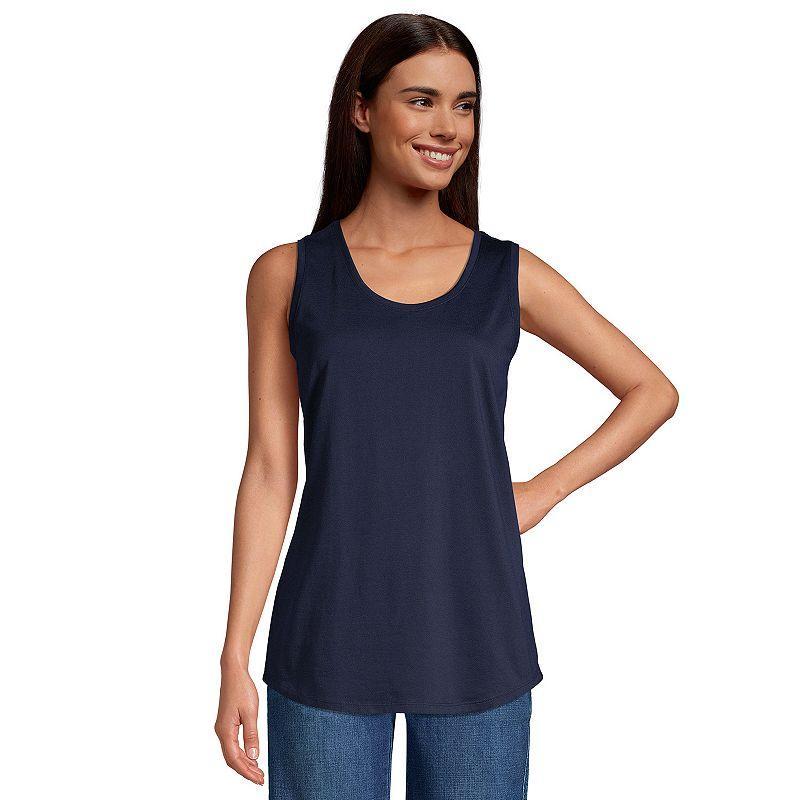 Women's Lands' End Supima Cotton Scoopneck Tunic Tank Top, Size: Small Petite, Black Product Image