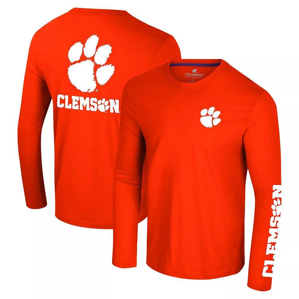Men's Colosseum Orange Clemson Tigers Logo Lockup 3-Hit Active Blend Long Sleeve T-Shirt, Size: Medium Product Image