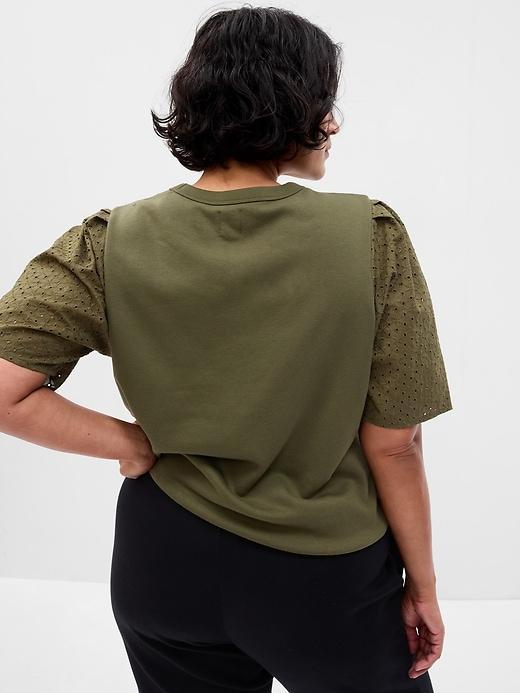 VintageSoft Eyelet Puff-Sleeve Sweatshirt Product Image