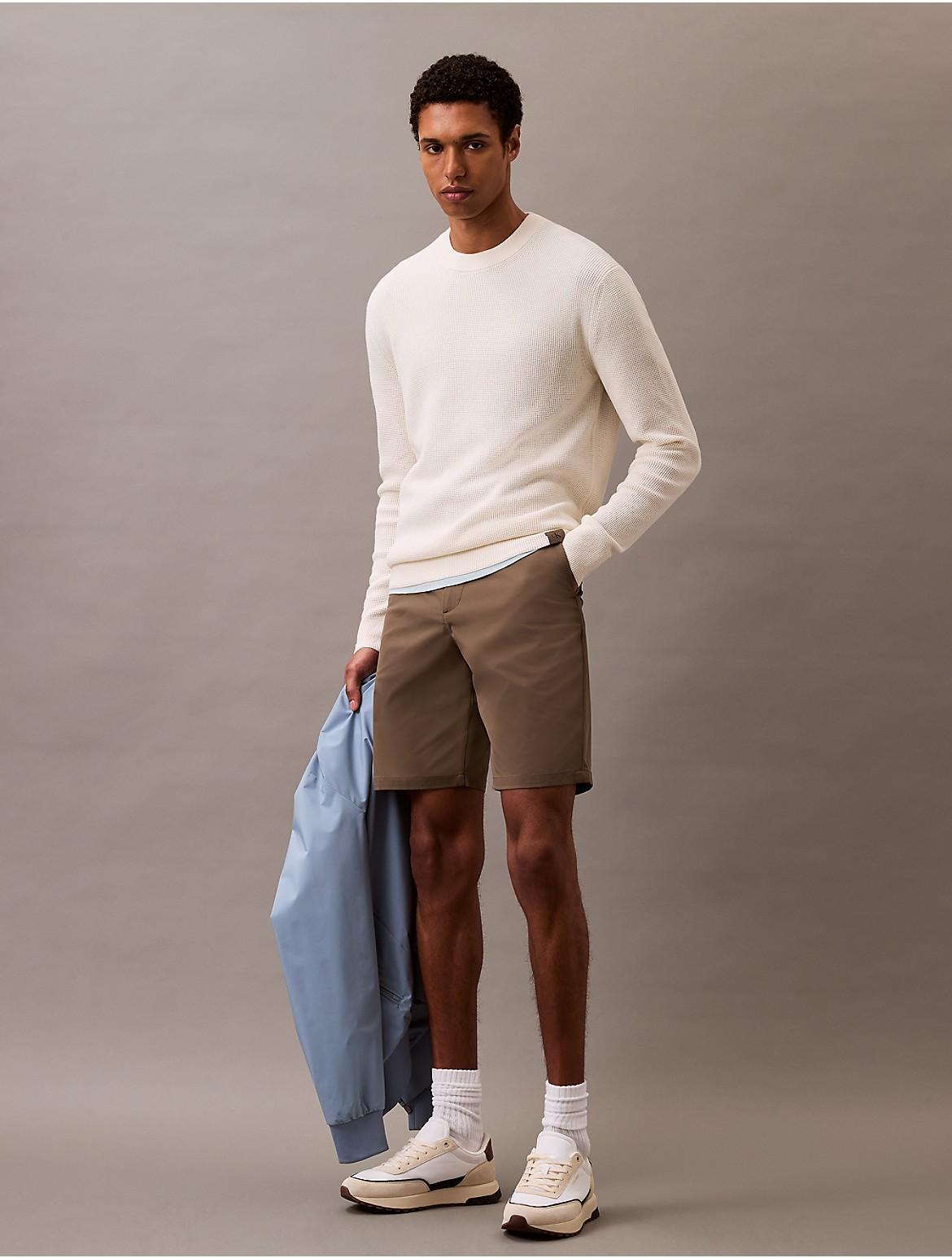 Calvin Klein Men's Smooth Cotton Waffle Crewneck Sweater - White - L Product Image
