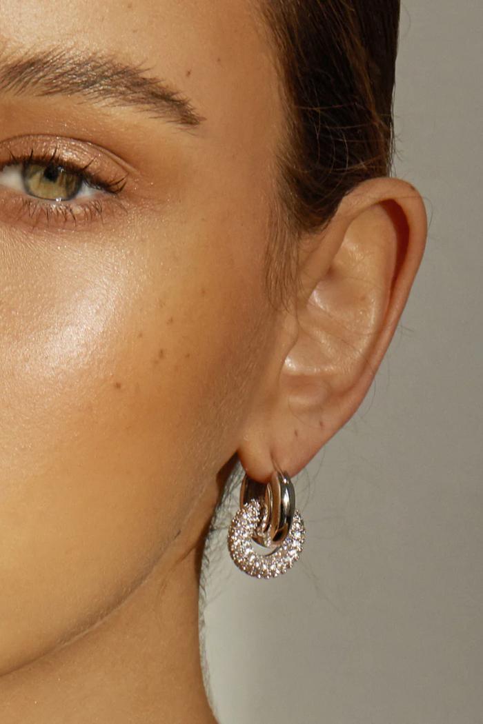 Pave Interlock Hoops - Gold Product Image
