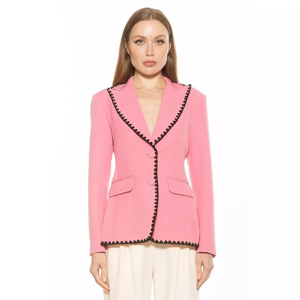 Women's ALEXIA ADMOR Jessilyn Long Sleeve Embroidery Trimmed Blazer, Size: 10, Red Product Image