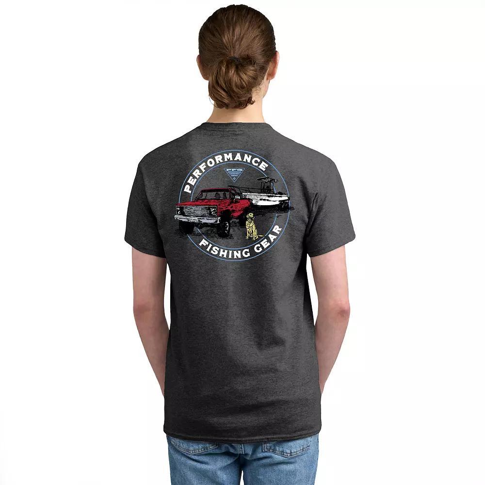 Mens Columbia PFG Print Short Sleeve Graphic Tee Grey Truck Product Image