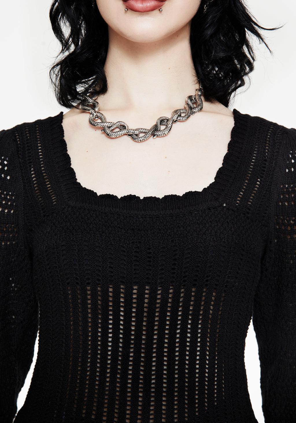Danica Ladder Stitch Square Neck Knit Top Product Image
