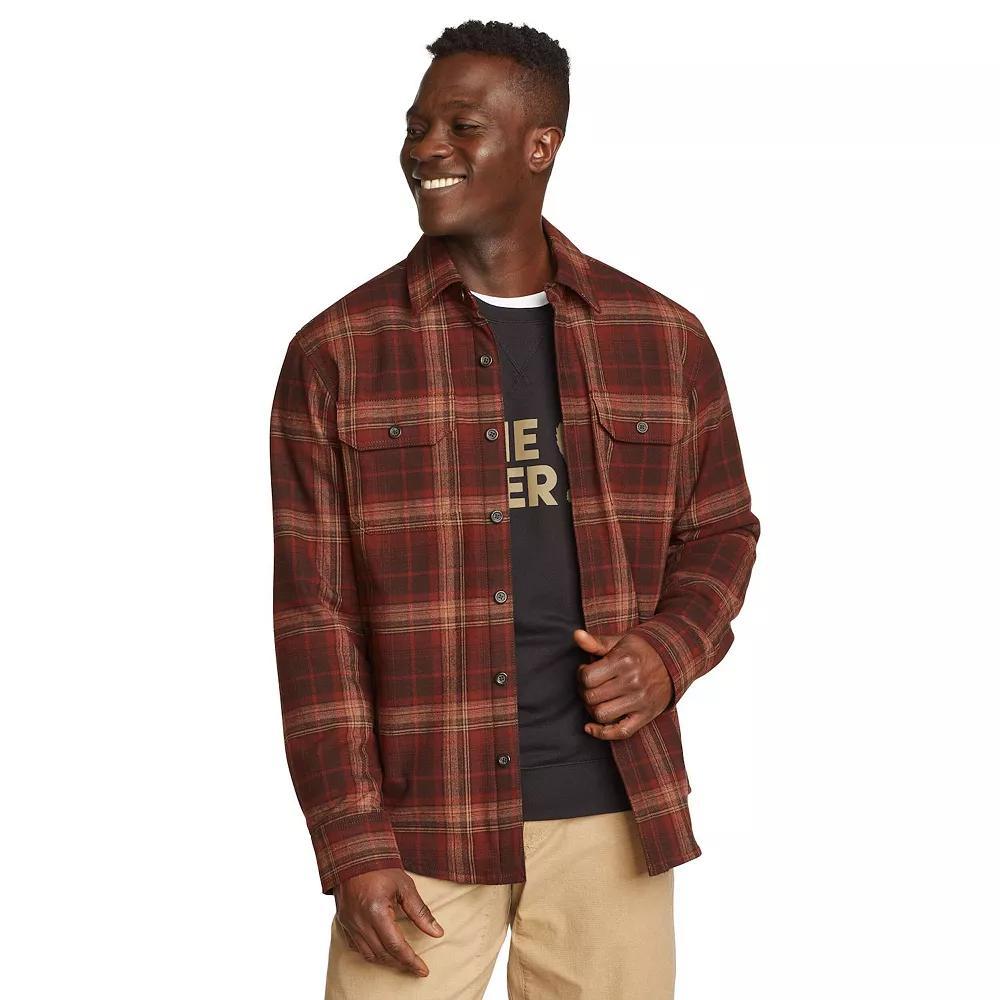Men's Eddie Bauer Fleece Lined Flannel Shirt Jacket, Size: Large, Deep Brown Product Image