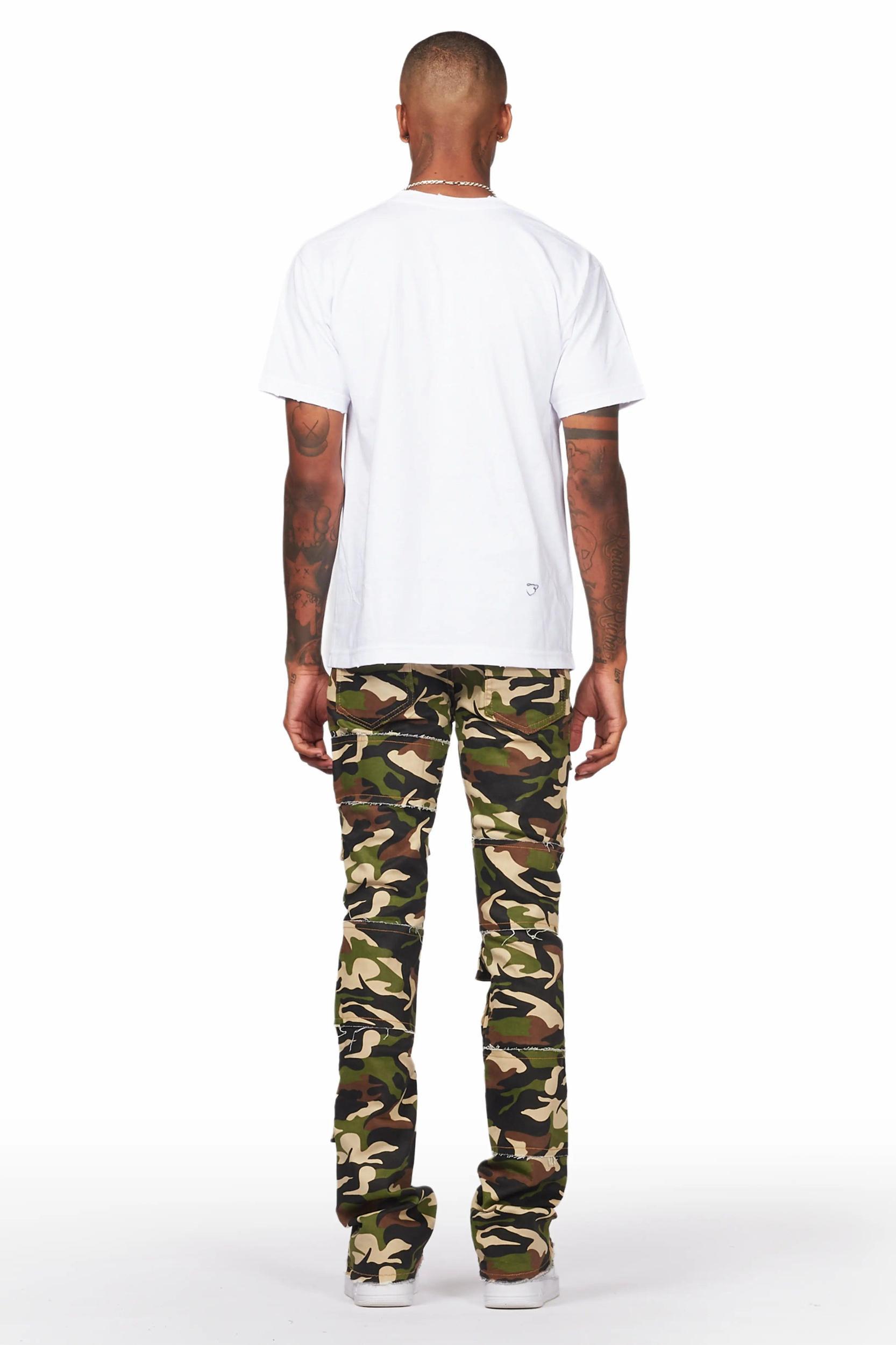 Duggar Green Camo Cargo Stacked Flare Jean Male Product Image