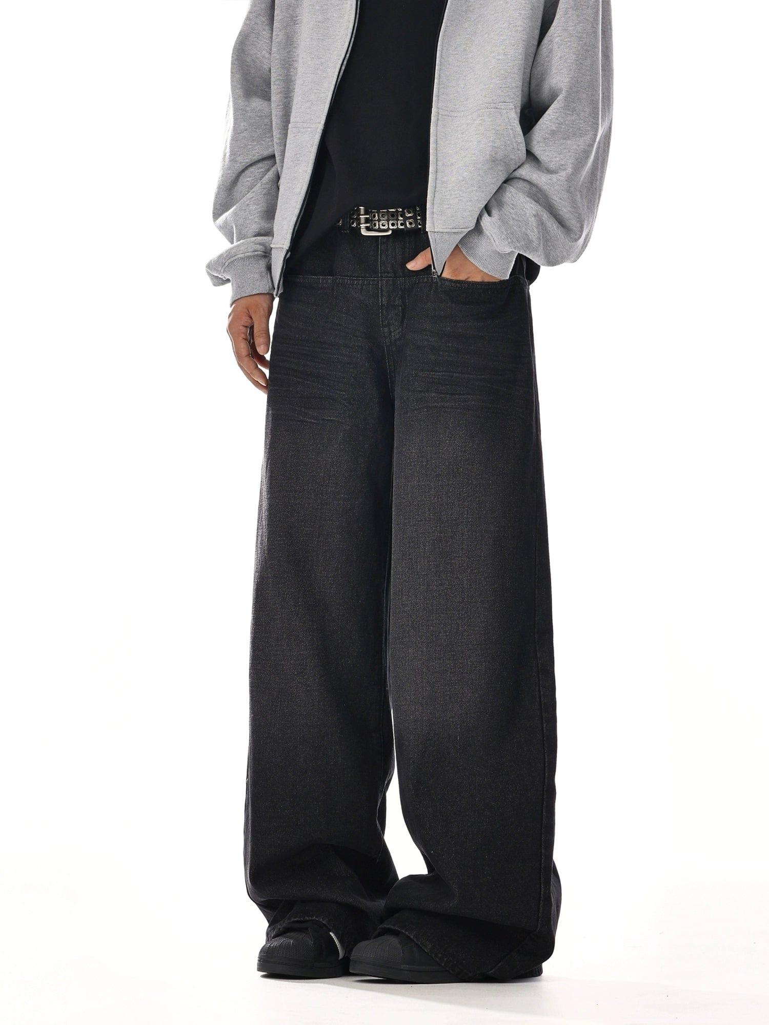RT No. 12055 BLACK RELAX STRAIGHT DENIM JEANS Product Image