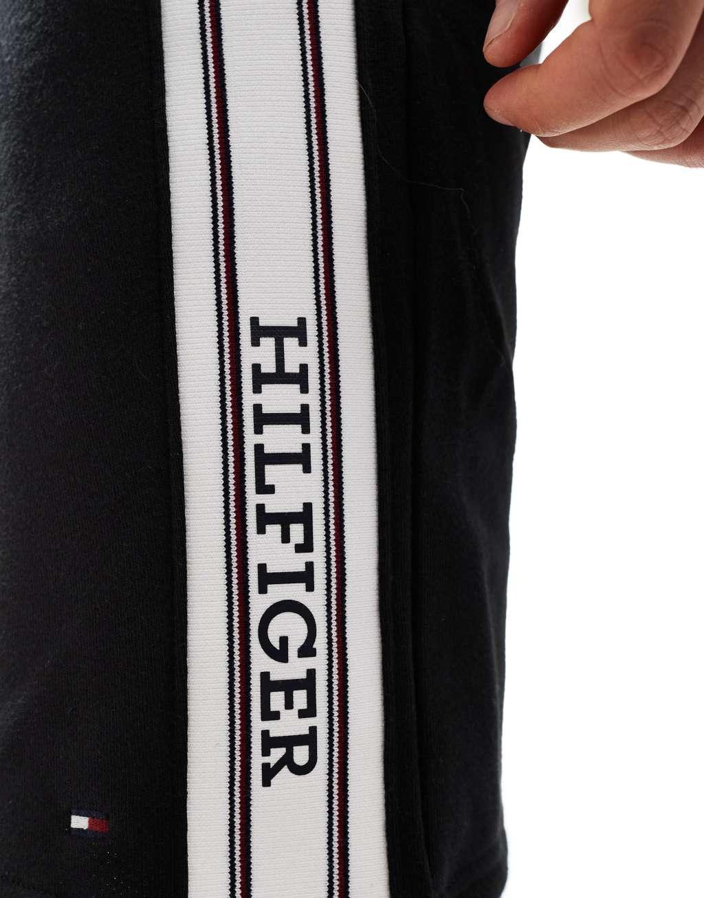 Tommy Hilfiger monotype stripe lounge shorts in black Product Image