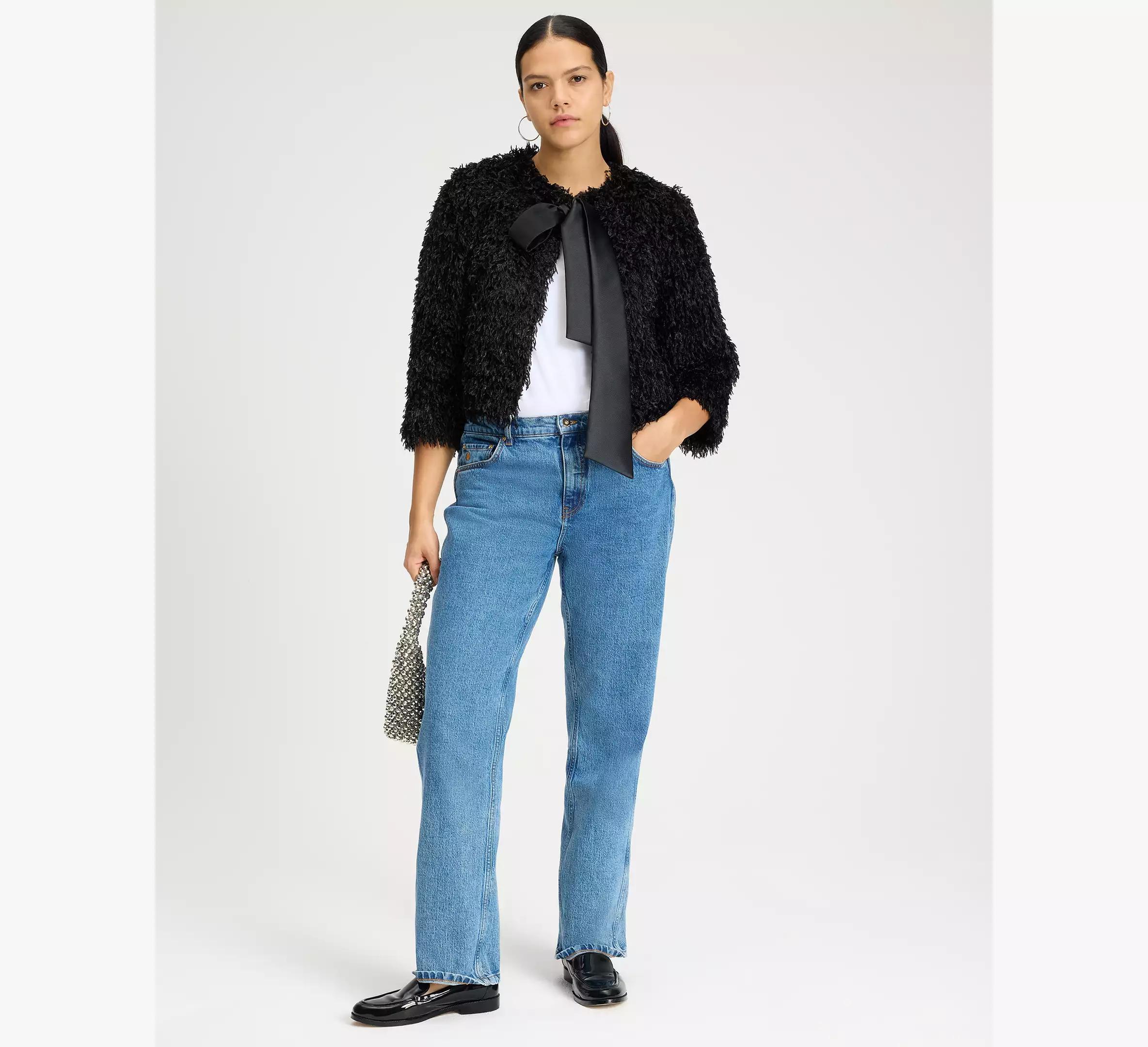 Faux Feather Bow Jacket Product Image