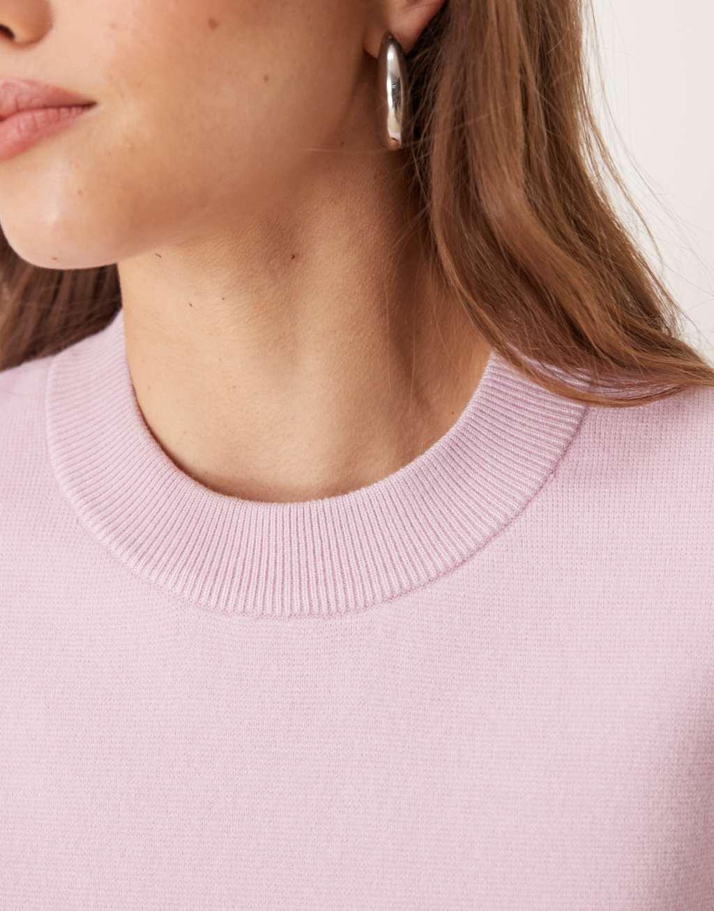 ASOS DESIGN structured knit t shirt in pink Product Image