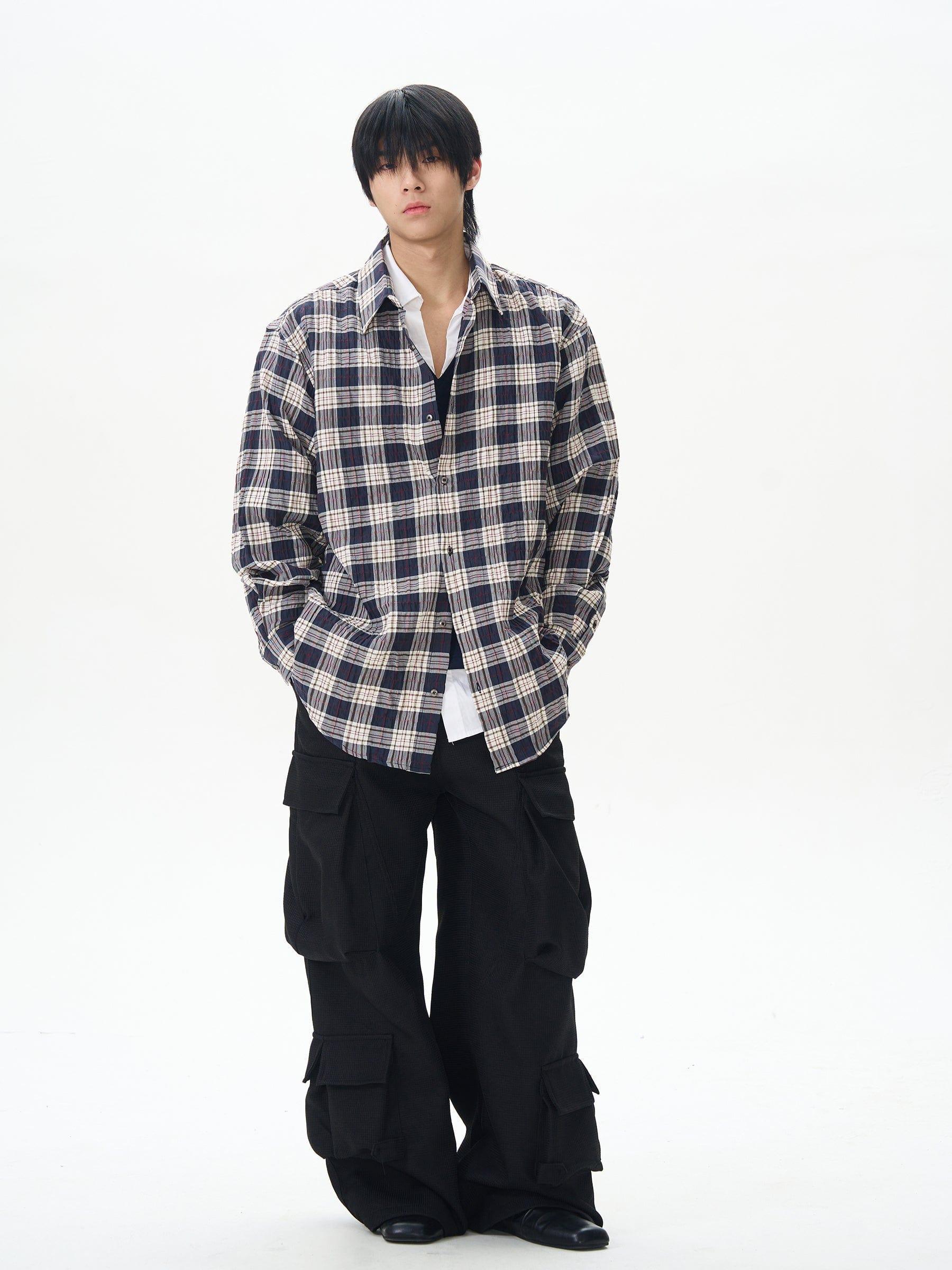 RT No. 12418 PLAID BUTTON-UP SHIT Product Image