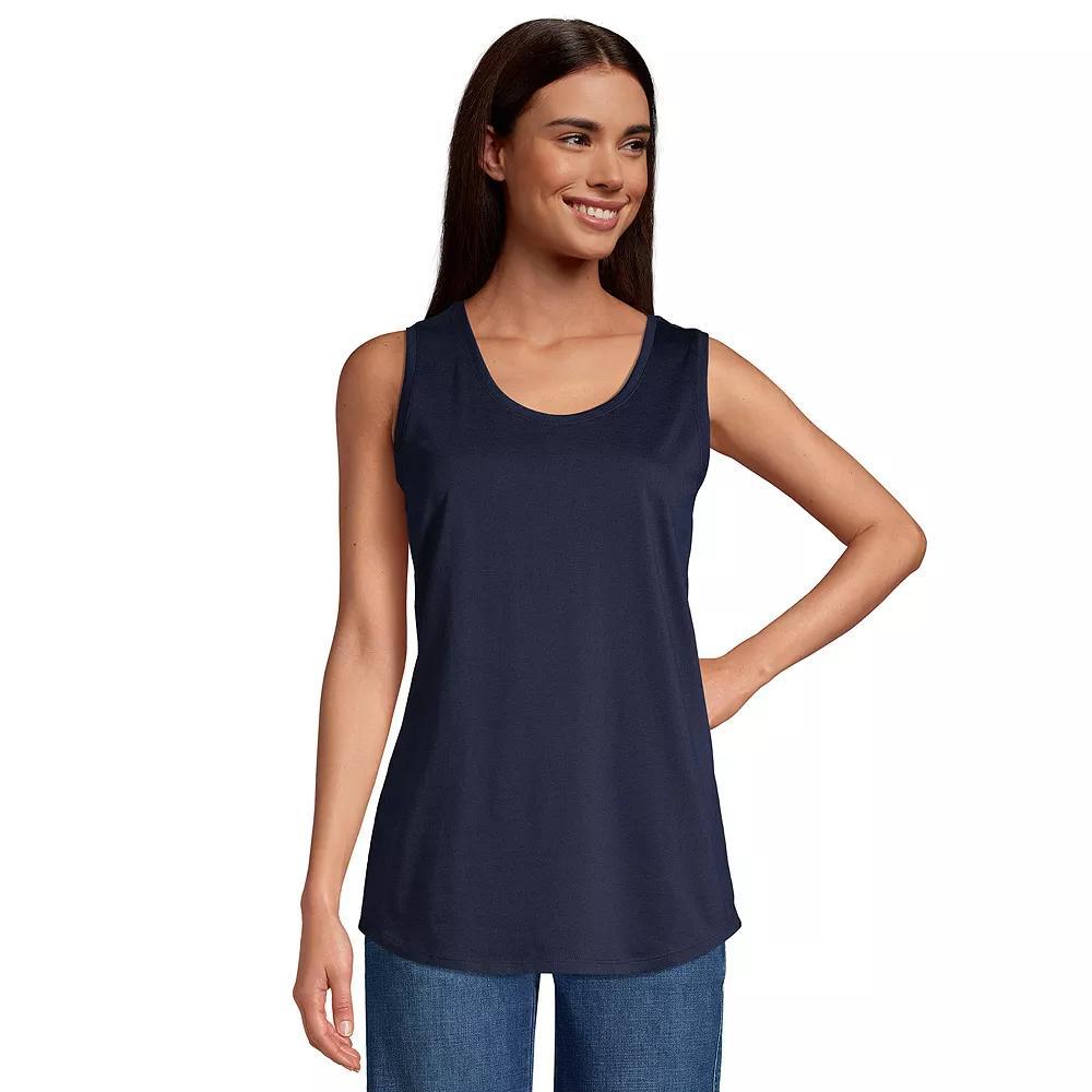 Women's Lands' End Supima Cotton Scoopneck Tunic Tank Top, Size: Small Petite, Black Product Image