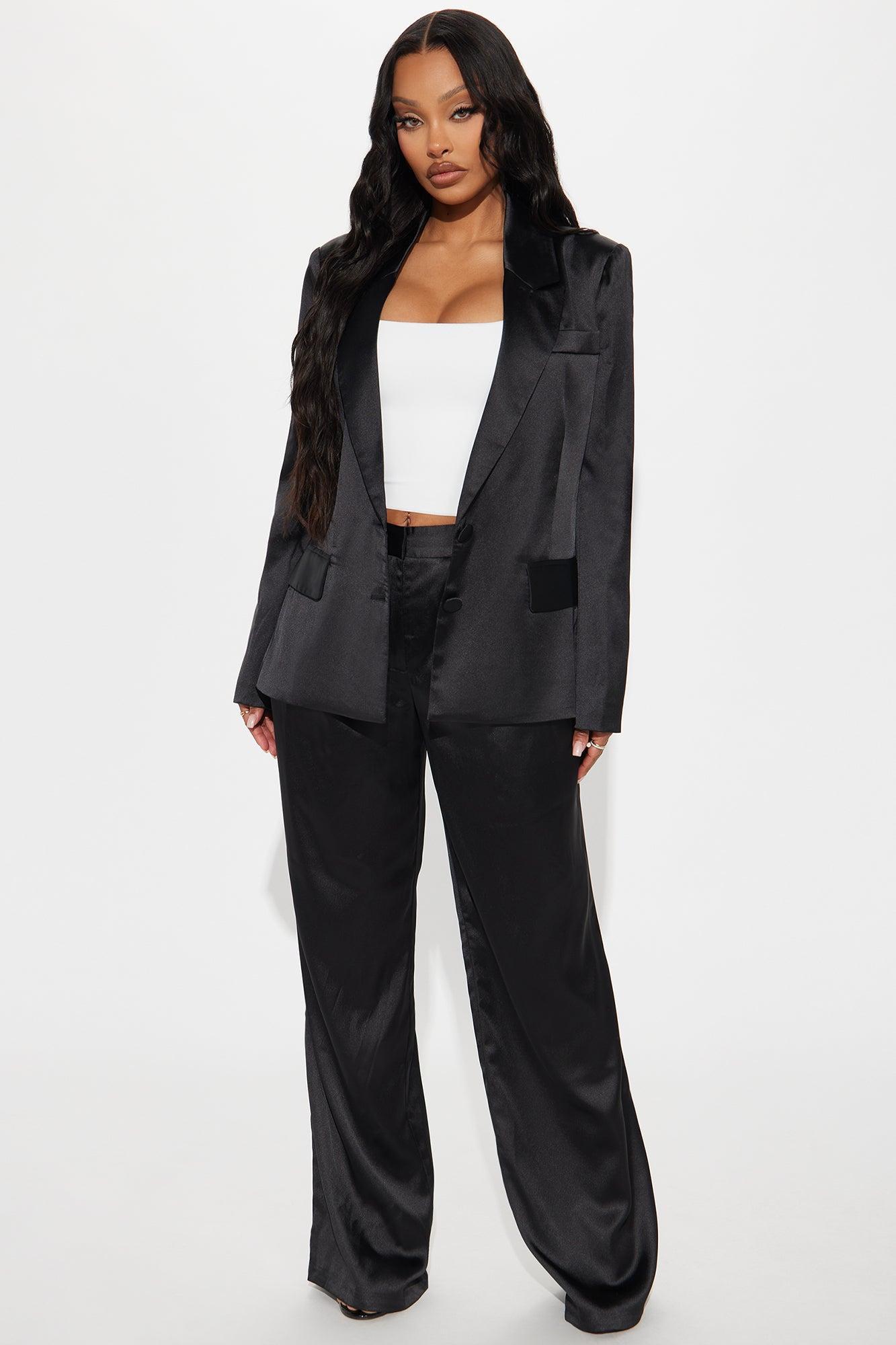 Ella Satin Blazer - Black Product Image