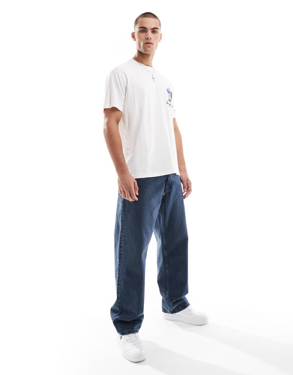 Tommy Jeans popcorn back print graphic t-shirt in off white Product Image