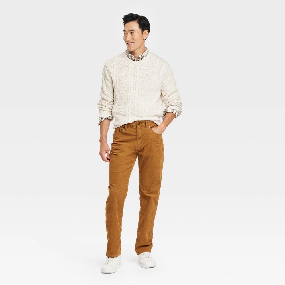 Mens Straight Fit Corduroy 5-Pocket Pants - Goodfellow & Co Gingerbread Brown 34x30 Product Image