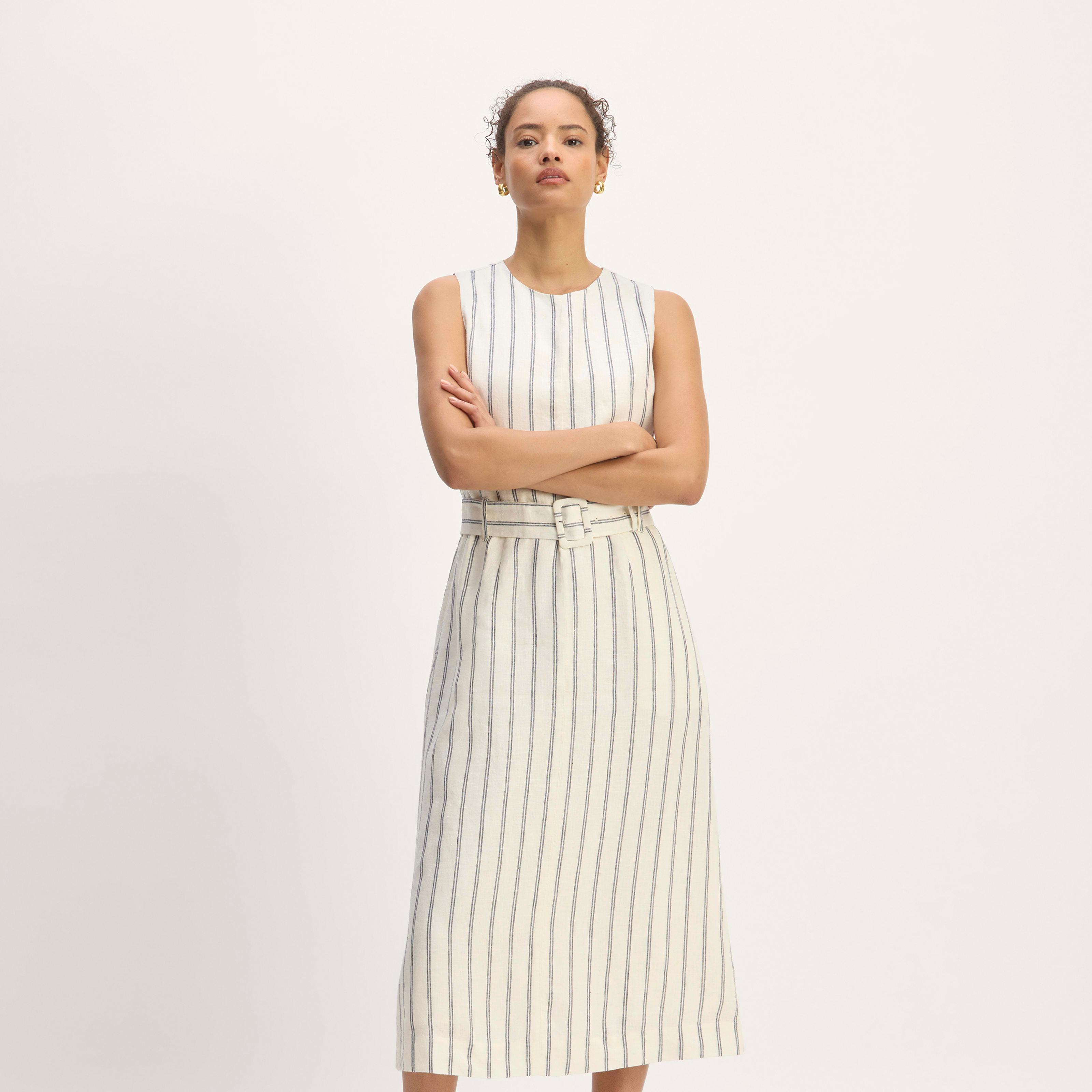 The Linen Belted Midi Dress Product Image