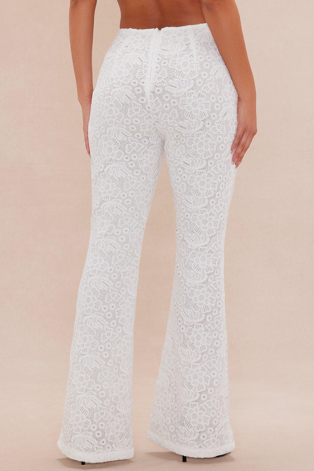 Keaton Embroidered Flare Pant - White Product Image