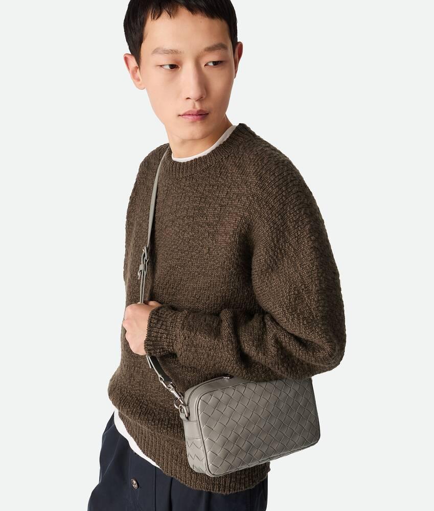 Men's Small Intrecciato Camera Bag in Drizzle Product Image