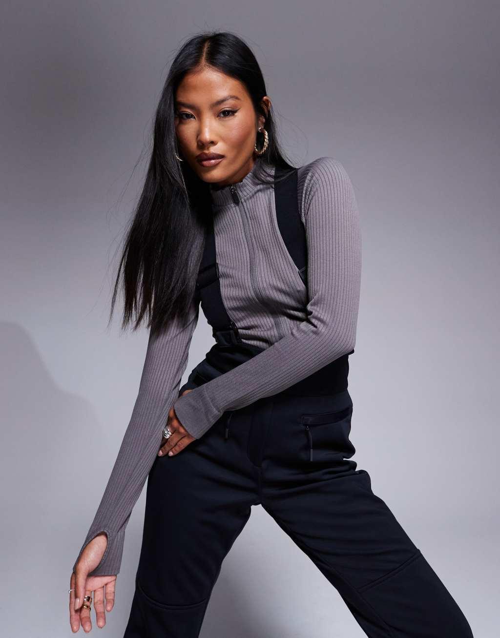 4505 Petite Ski soft shell water repellent kick flare ski pants in black  Product Image