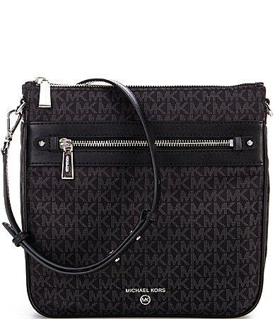 Michael Kors Jet Set Black Signature Logo Charm Large South Crossbody Bag Product Image