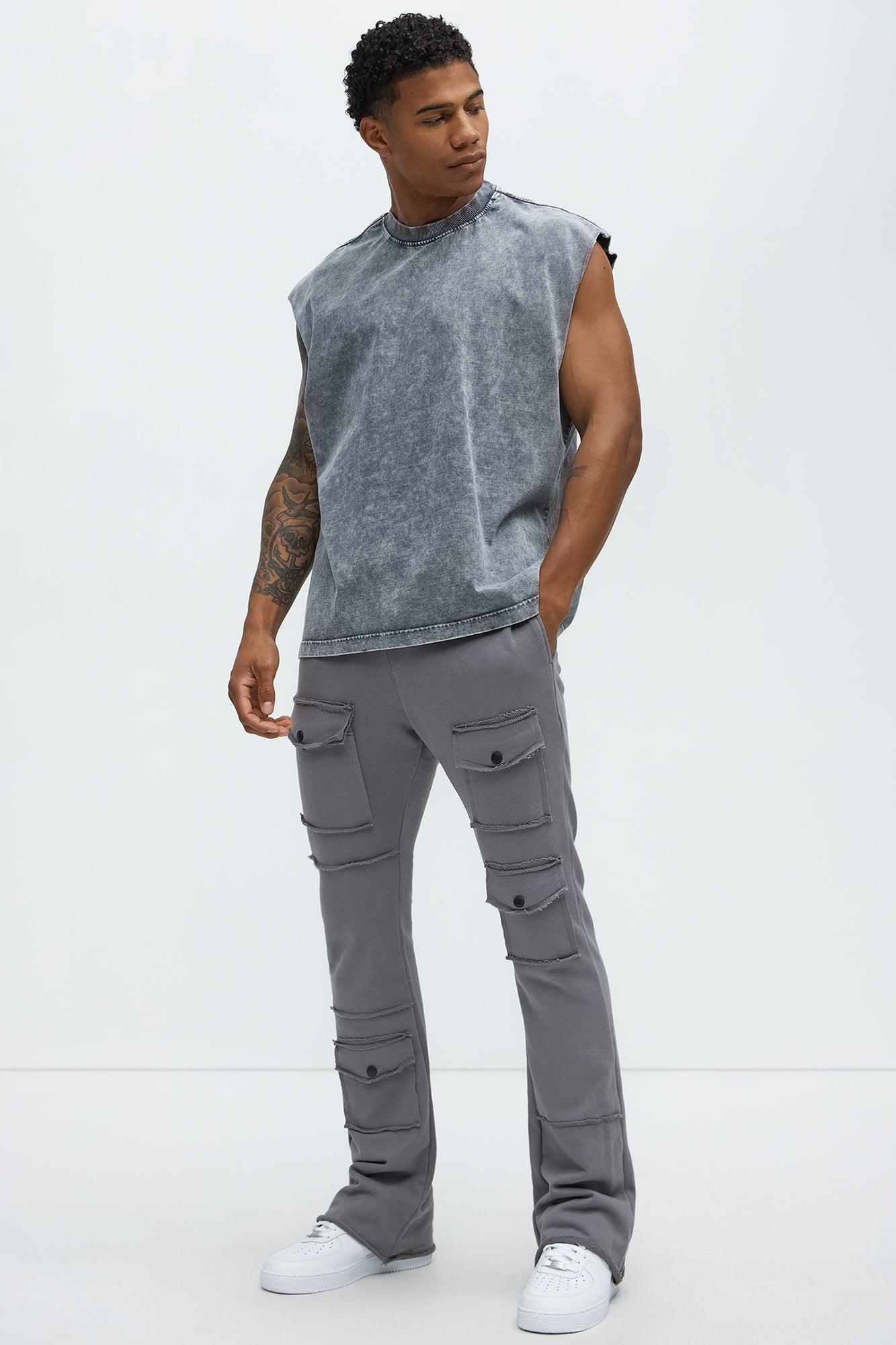 Extra Cargo Flared Sweatpants - Grey Product Image