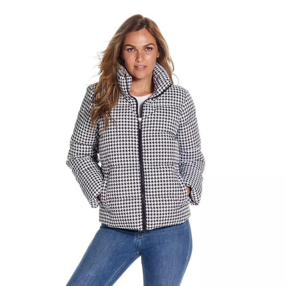 Women's Gallery Short Heavyweight Puffer Jacket, Size: Medium, Black White Check Product Image