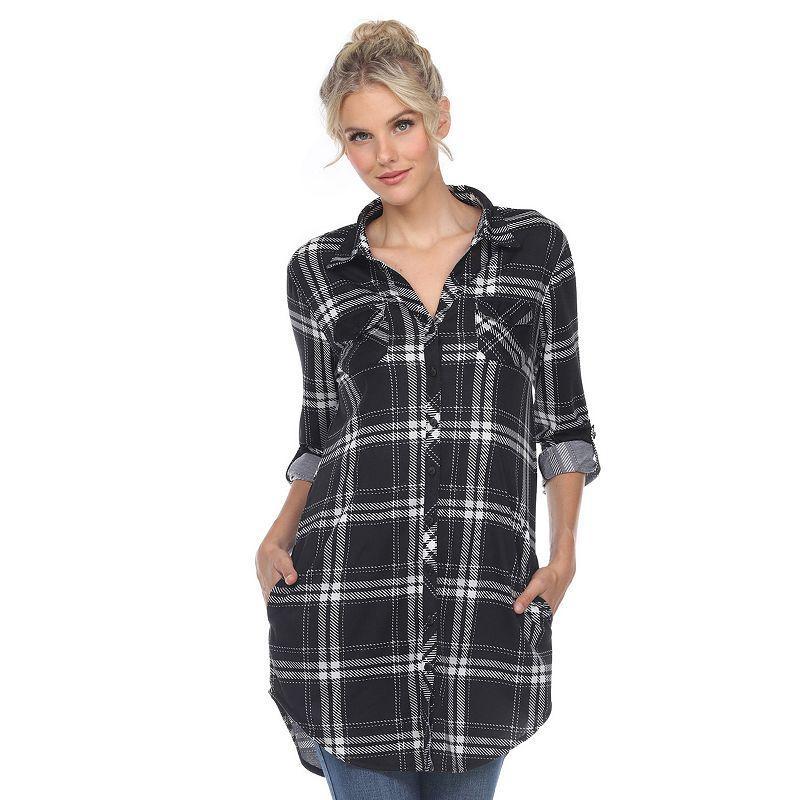 White Mark Womens Plaid Tunic Top Shirt Product Image