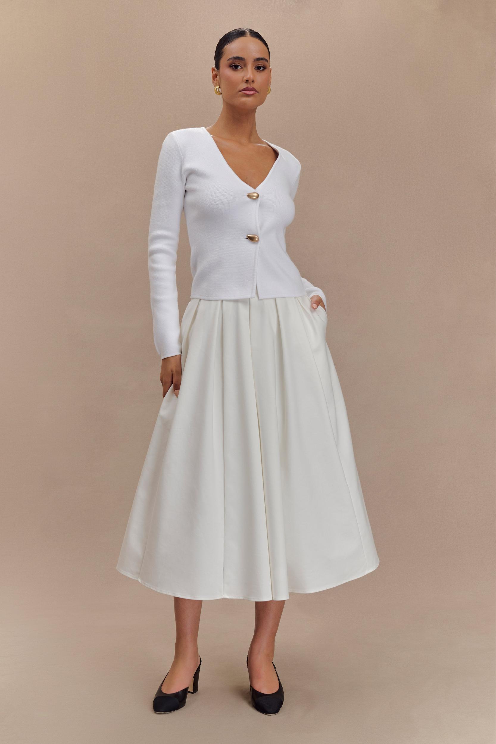 Veda Wide Sleeve Knit Cardigan - White Product Image