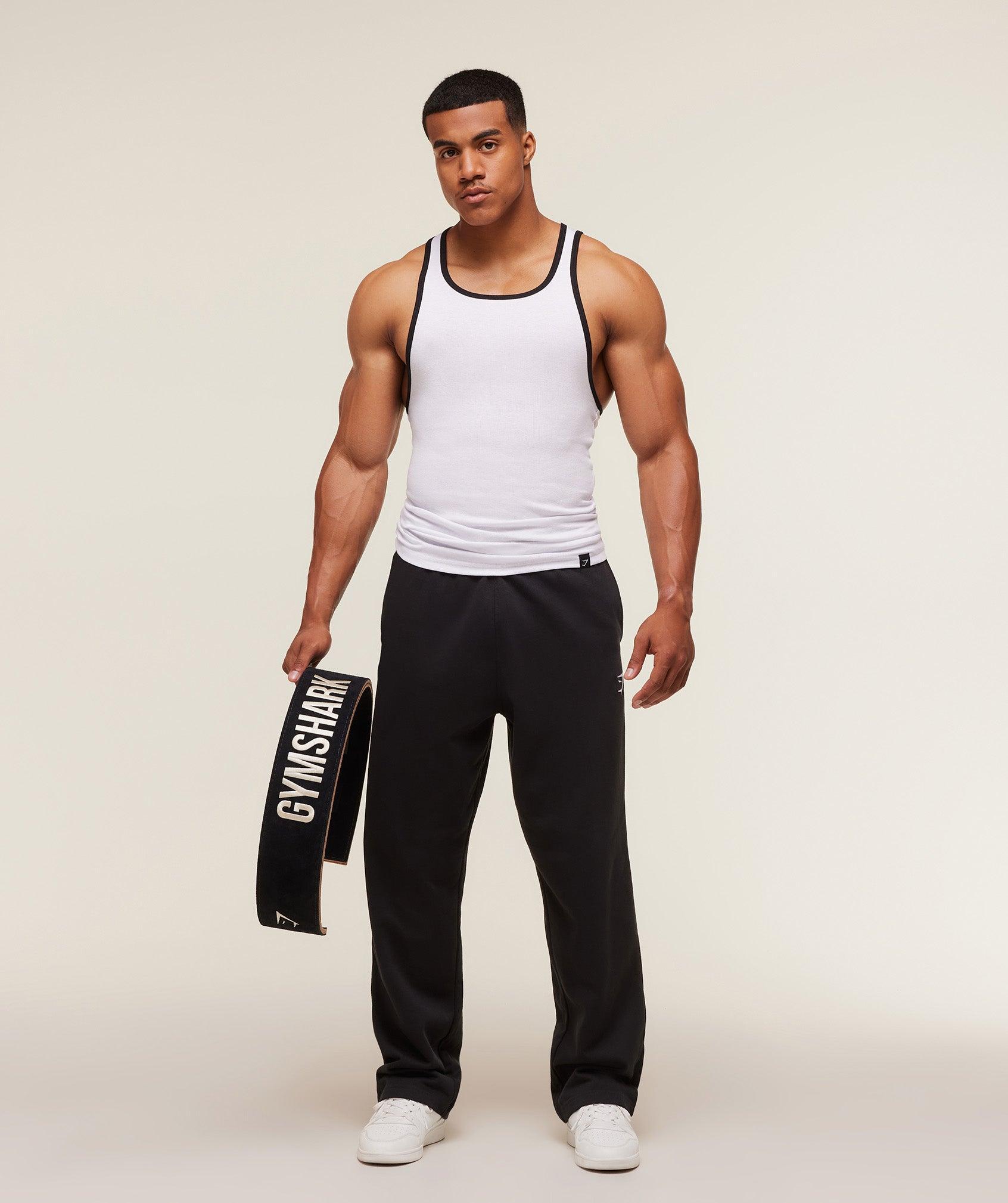 Gymshark Ribbed Tank 1PK - White/Black Male Product Image