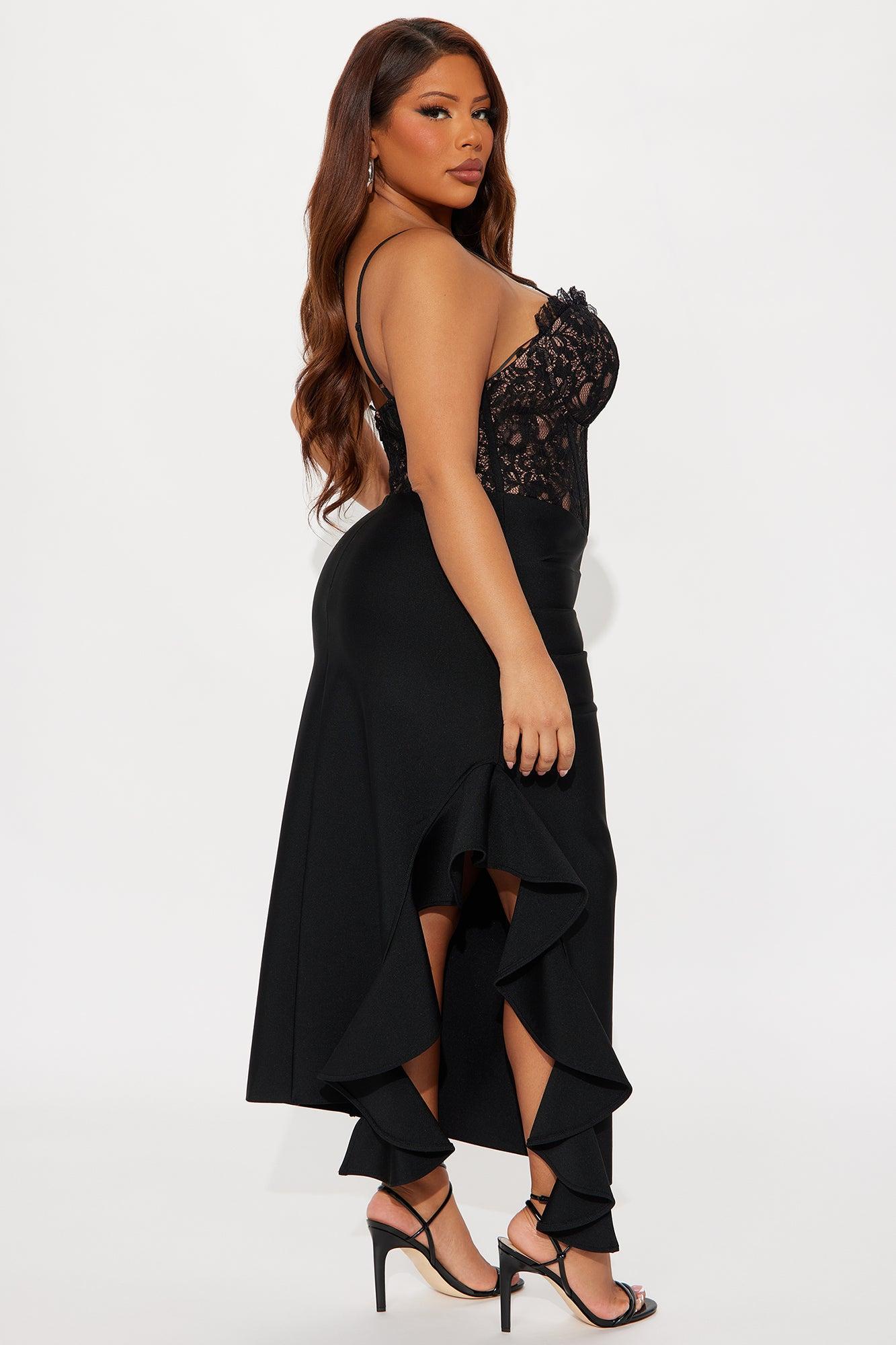 Marlena Corset Bandage Midi Dress - Black Product Image