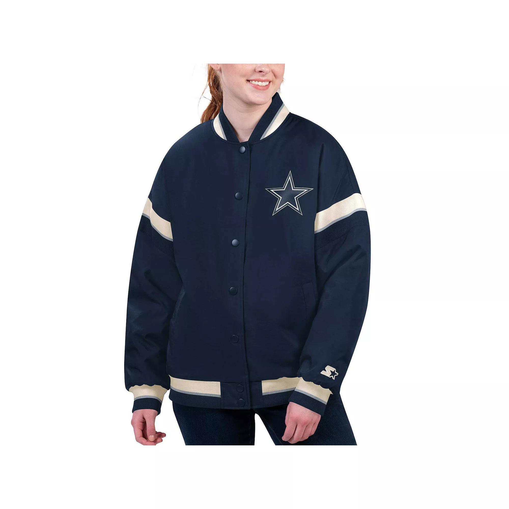 Women's Starter Navy Dallas Cowboys Tournament Full-Snap Varsity Jacket, Size: 2XL, Blue Product Image