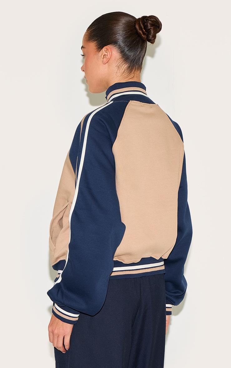 Navy Contrast Panel Detail Zip Up Sweatshirt Product Image