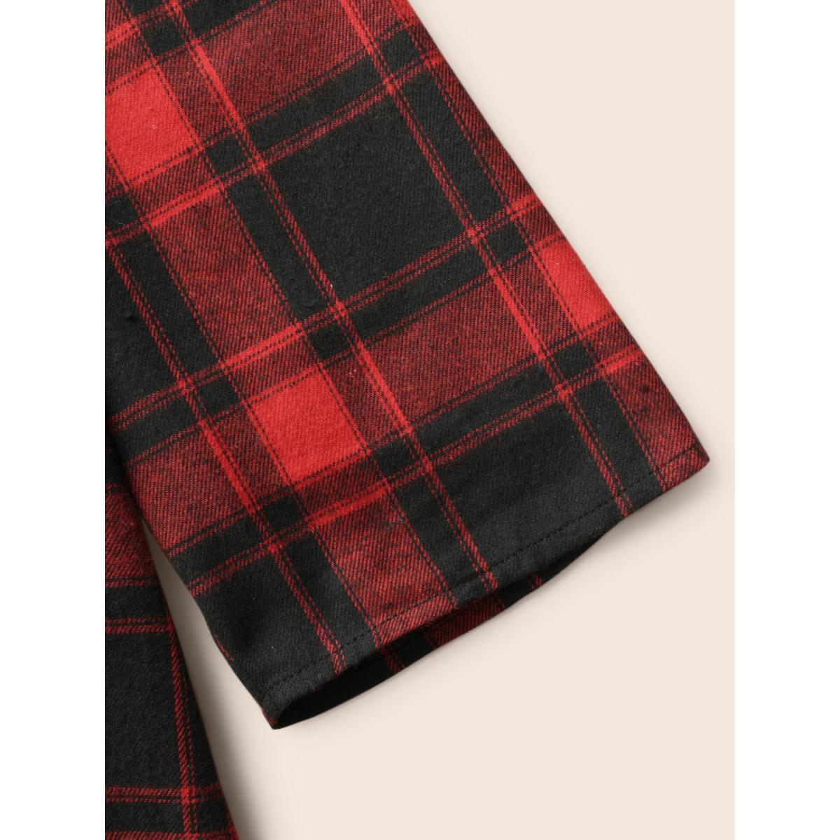 Plus Size Scarlet Mystic Off-Shoulder Slimming Tie Plaid Blouse Women Elegant Elbow-length sleeve One-shoulder neck Everyday Blouses BloomChic 14-16/1X Product Image