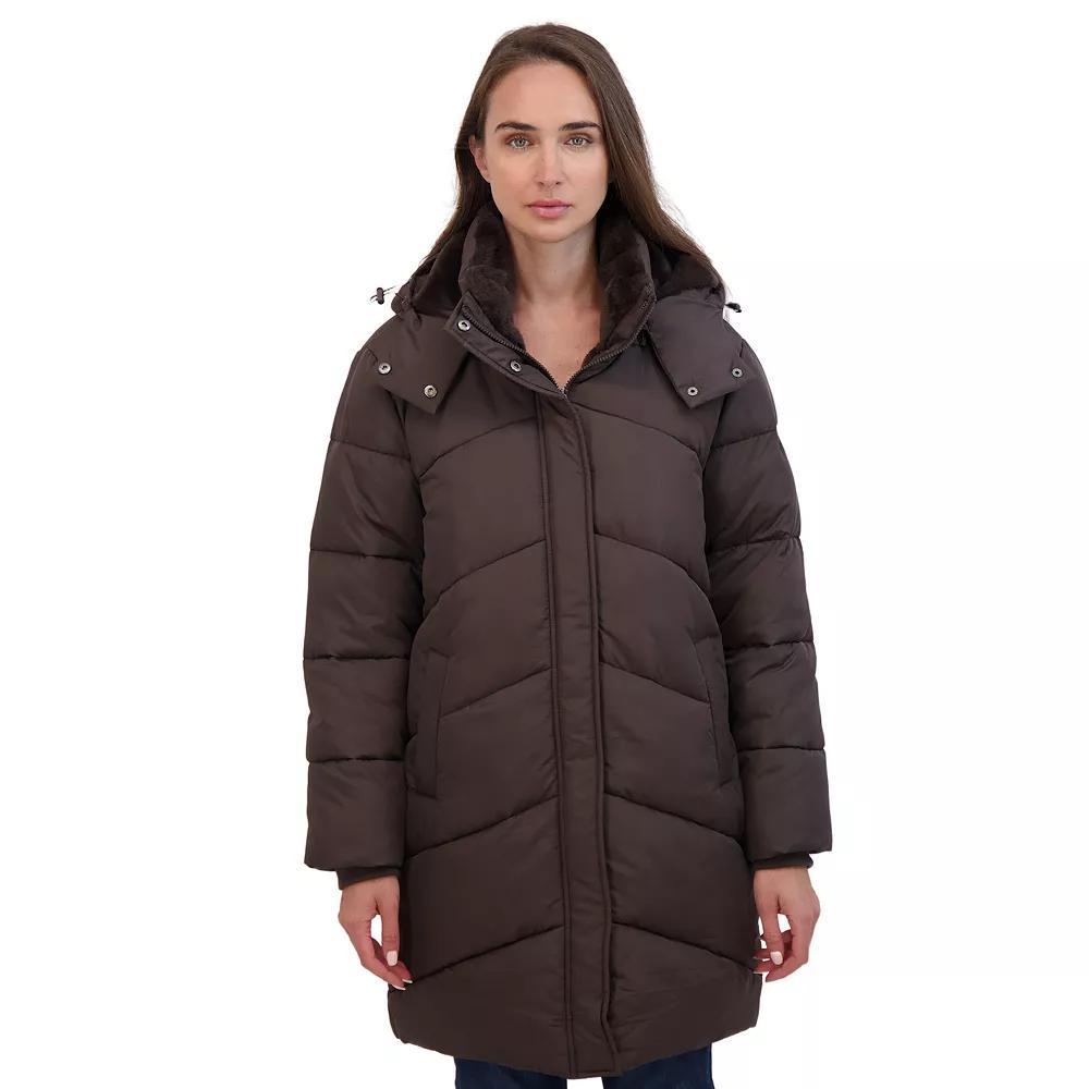 Women's Sebby Collection Cozy Lined Puffer Coat, Size: Small, Gray Product Image