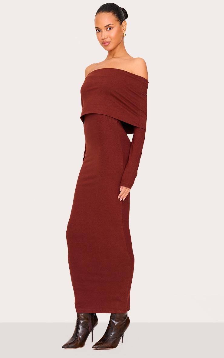  Chocolate Cotton Super Oversized Bardot Maxi Dress Product Image