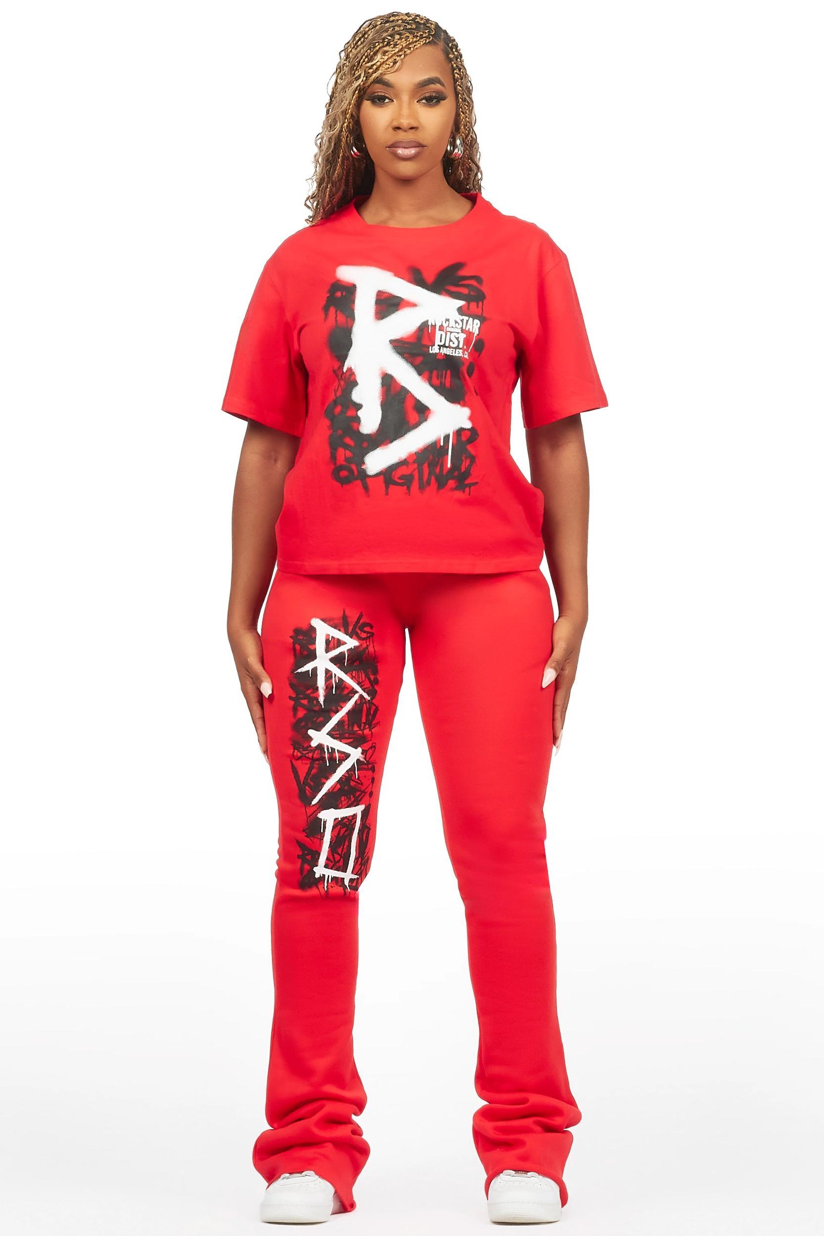 Nahomy Red T-Shirt Trackset Female Product Image