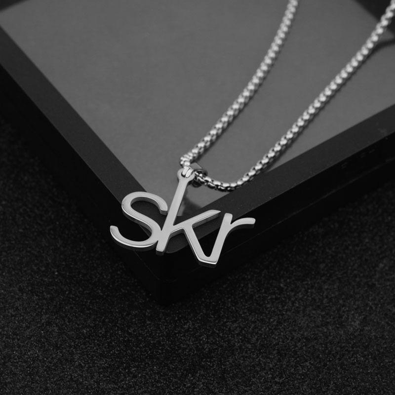 Lettering Pendant Box Chain Necklace Product Image