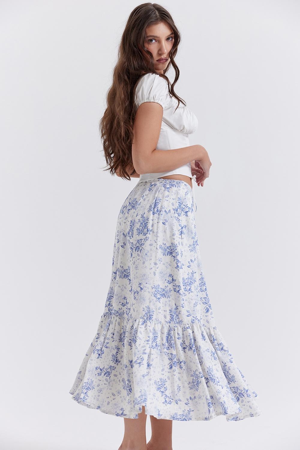 Aitana  blue print midi skirt Product Image