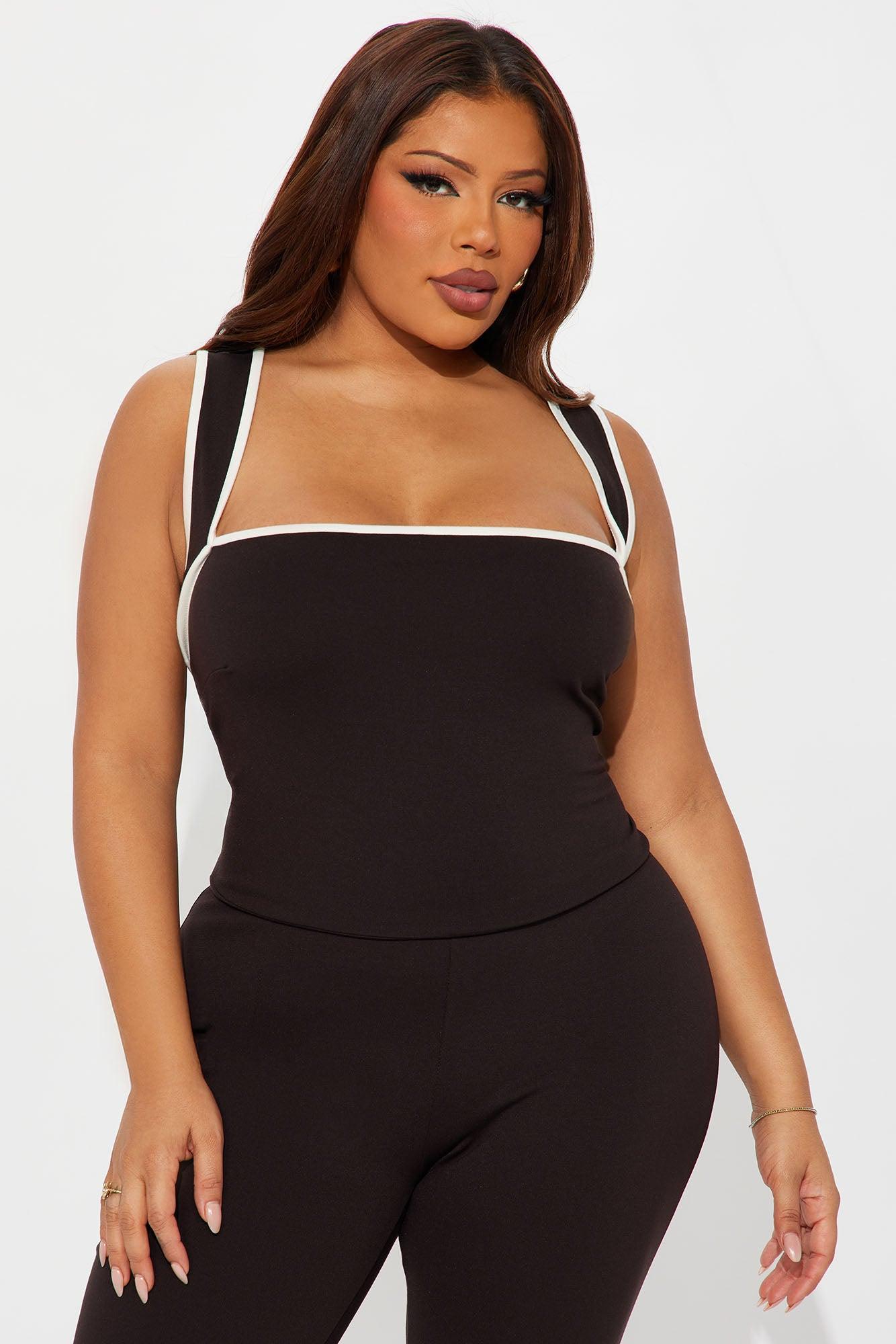 His Loss Contrast Trim Capri Jumpsuit - Chocolate Female Product Image