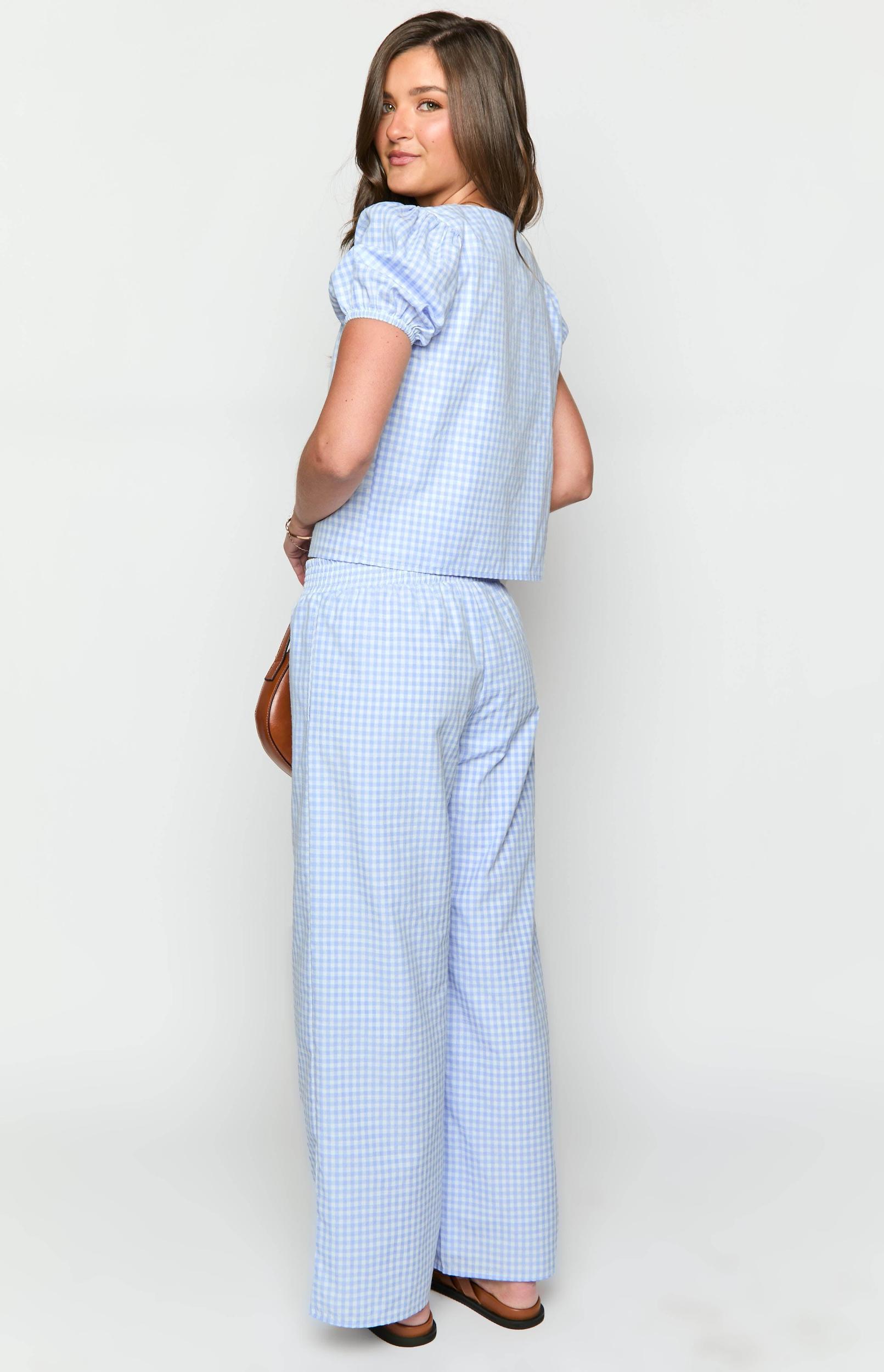 Lunya Blue Gingham Pants Product Image